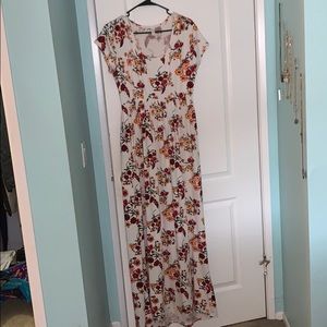 Casual Floral Short-Sleeved Maxi Dress